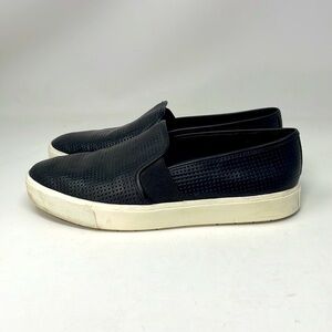 Vince Shoes Slip On Sneakers Black Leather Perforated Size 6.5